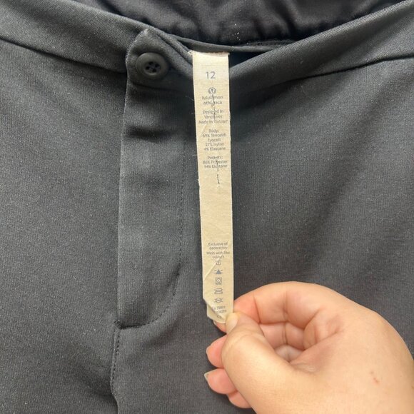 Lululemon Black Slim-Fit Stretch Pants Size 12 Pockets career office - Picture 2 of 7